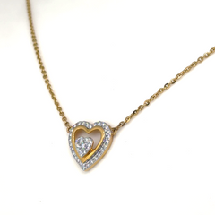 Gold Lab Grown Diamond Double Heart Pendant Necklace