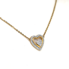 Gold Lab Grown Diamond Double Heart Pendant Necklace
