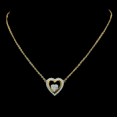 Gold Lab Grown Diamond Double Heart Pendant Necklace