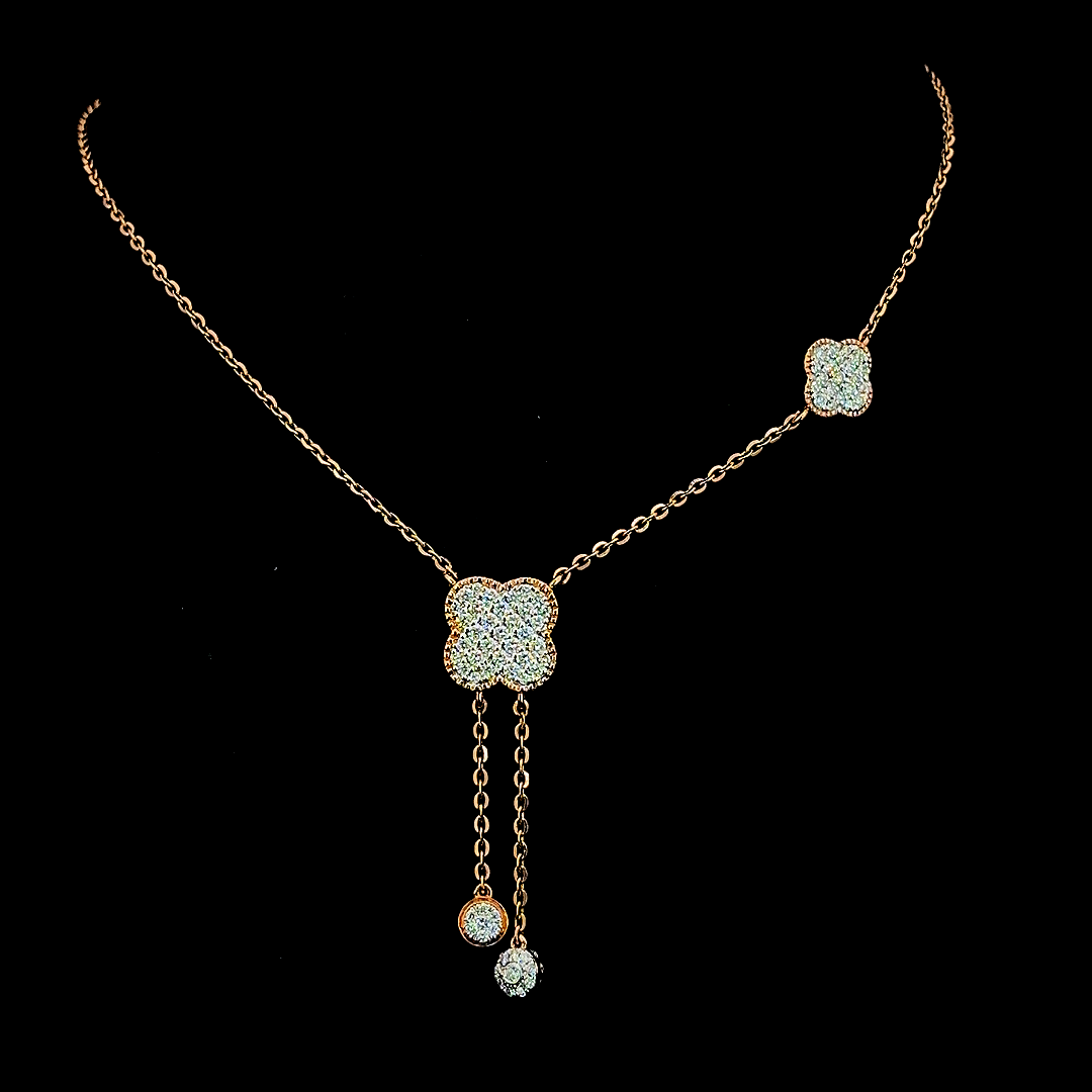 Rose Gold Lab Grown Diamond Evil Eye Floral Pendant Necklace