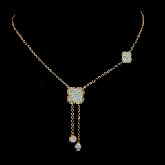 Rose Gold Lab Grown Diamond Evil Eye Floral Pendant Necklace