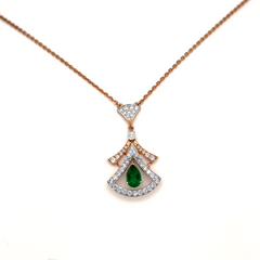 Rose Gold Lab Grown Diamond Emerald Arch Pendant Necklace