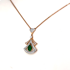Rose Gold Lab Grown Diamond Emerald Arch Pendant Necklace