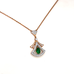 Rose Gold Lab Grown Diamond Emerald Arch Pendant Necklace