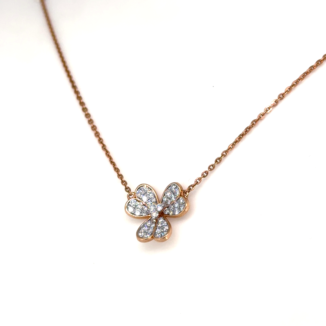 Rose Gold Lab Grown Diamond Clover Pendant Necklace