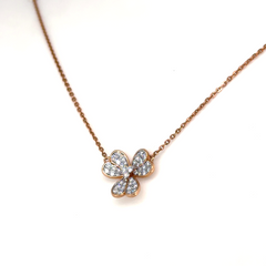 Rose Gold Lab Grown Diamond Clover Pendant Necklace