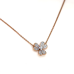 Rose Gold Lab Grown Diamond Clover Pendant Necklace