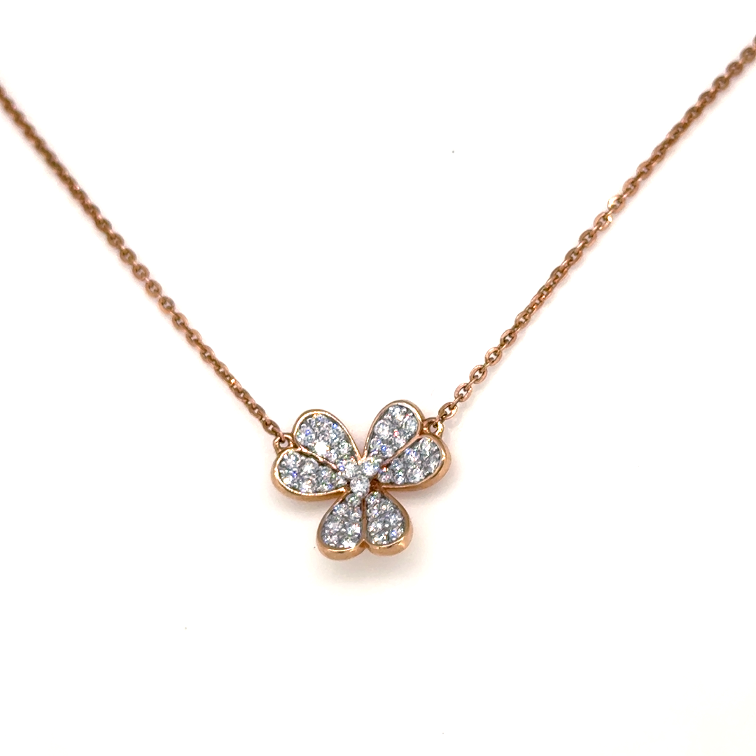 Rose Gold Lab Grown Diamond Clover Pendant Necklace