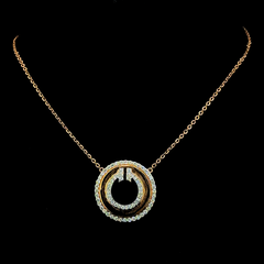 Rose Gold Lab Grown Power Circle Pendant Necklace