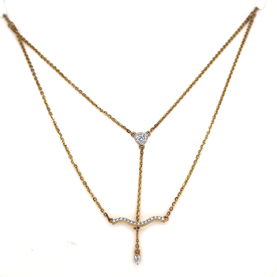 Gold Lab Grown Diamond Bow & Arrow Pendant Necklace