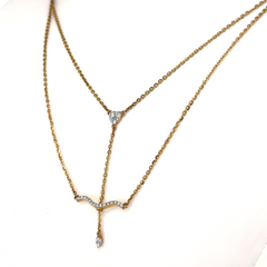 Gold Lab Grown Diamond Bow & Arrow Pendant Necklace