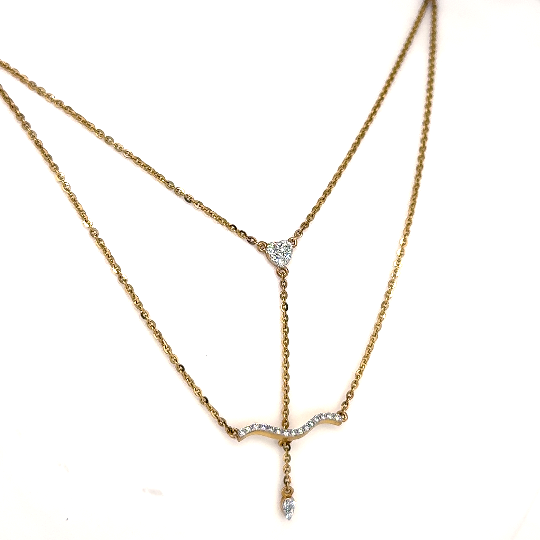 Gold Lab Grown Diamond Bow & Arrow Pendant Necklace