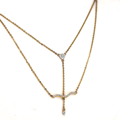 Gold Lab Grown Diamond Bow & Arrow Pendant Necklace