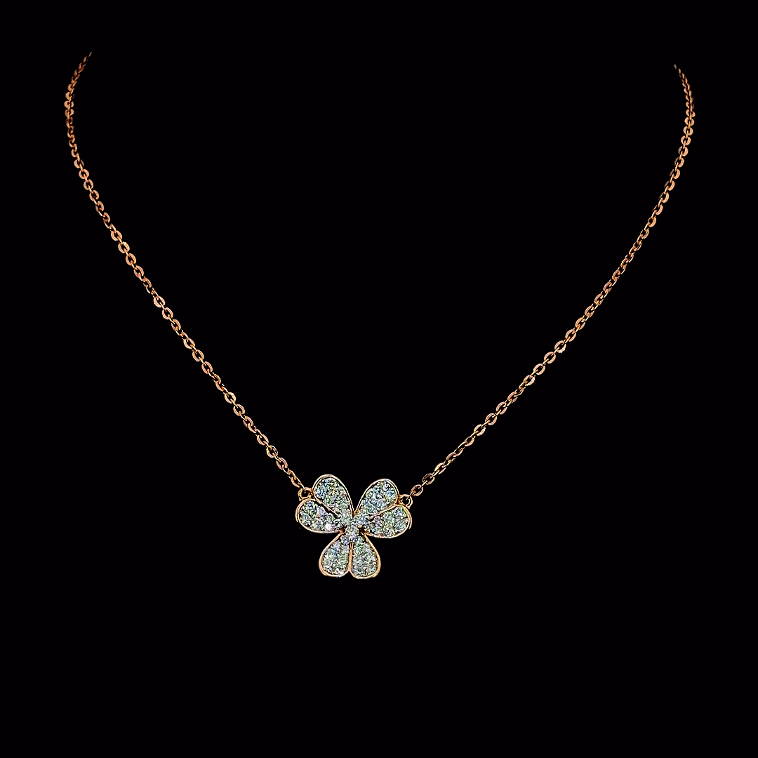 Rose Gold Lab Grown Diamond Clover Pendant Necklace