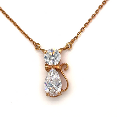 Rose Gold Lab Grown Diamond Cat Pendant Necklace