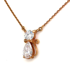 Rose Gold Lab Grown Diamond Cat Pendant Necklace