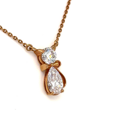 Rose Gold Lab Grown Diamond Cat Pendant Necklace