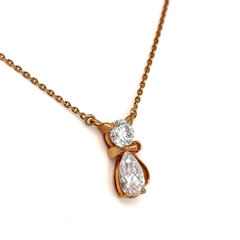 Rose Gold Lab Grown Diamond Cat Pendant Necklace