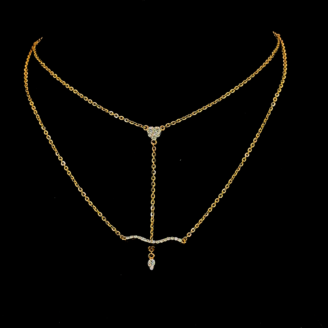 Gold Lab Grown Diamond Bow & Arrow Pendant Necklace