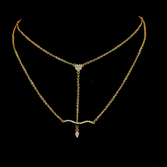 Gold Lab Grown Diamond Bow & Arrow Pendant Necklace