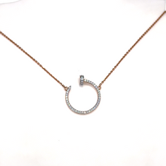 Rose Gold Lab Grown Diamond Open Circle Pendant Necklace