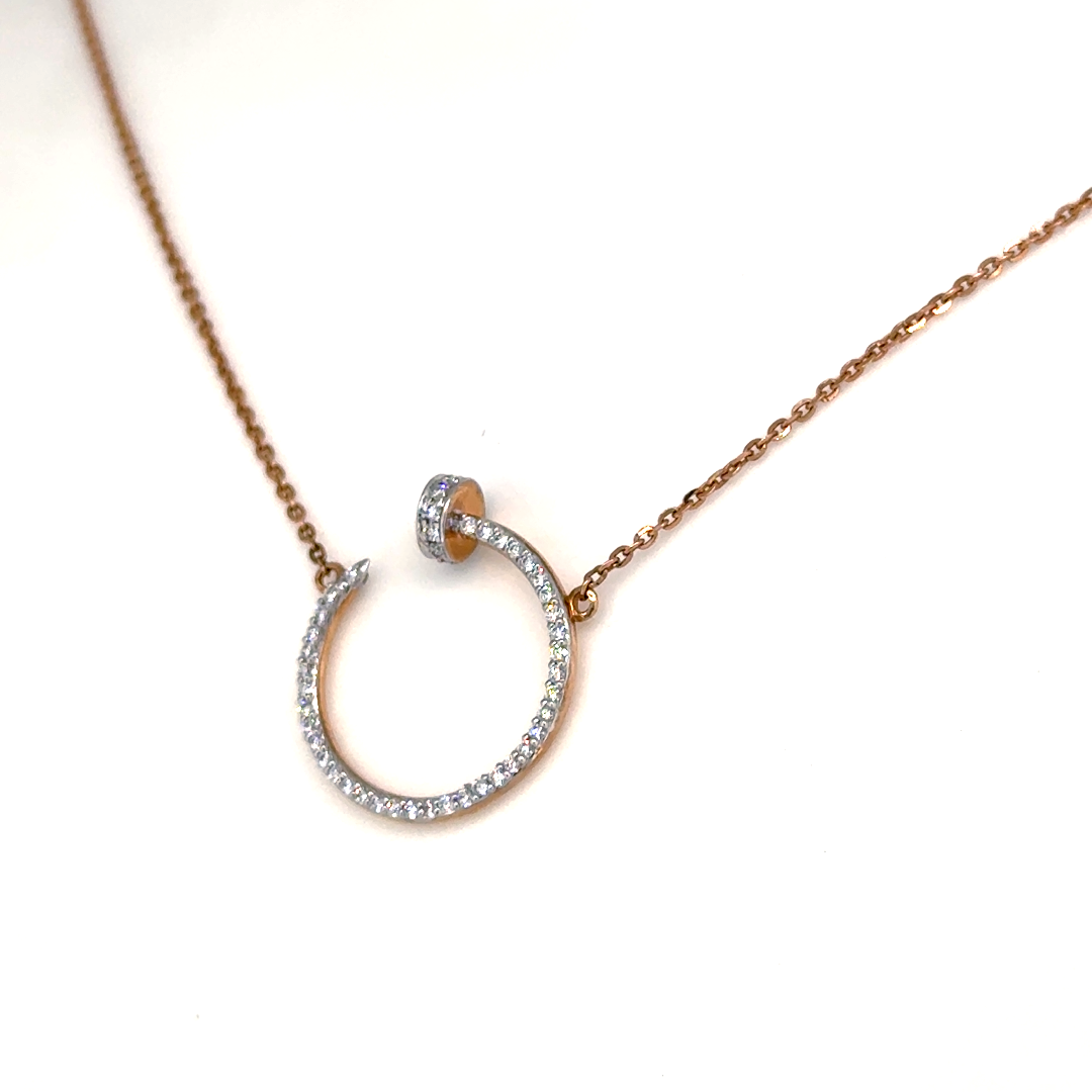 Rose Gold Lab Grown Diamond Open Circle Pendant Necklace