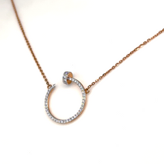 Rose Gold Lab Grown Diamond Open Circle Pendant Necklace