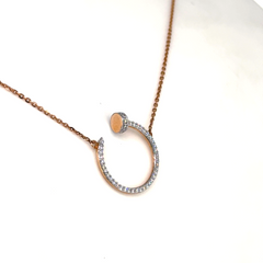 Rose Gold Lab Grown Diamond Open Circle Pendant Necklace