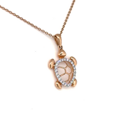 Rose Gold Lab Grown Diamond Turtle Pendant Necklace
