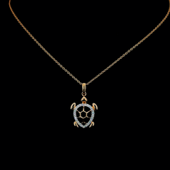 Rose Gold Lab Grown Diamond Turtle Pendant Necklace