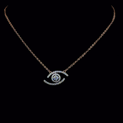 Rose Gold Lab Grown Diamond Evil Eye Pendant Necklace