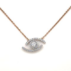 Rose Gold Lab Grown Diamond Evil Eye Pendant Necklace