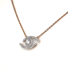 Rose Gold Lab Grown Diamond Evil Eye Pendant Necklace