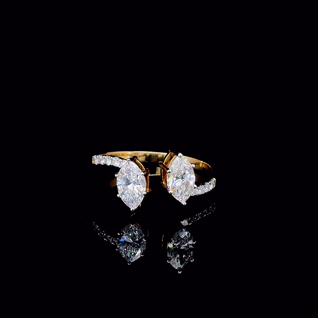 Twin Crown Pear Lab Grown Diamond Ring