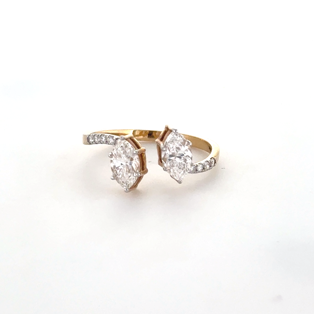 Twin Crown Pear Lab Grown Diamond Ring