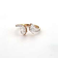Twin Crown Pear Lab Grown Diamond Ring