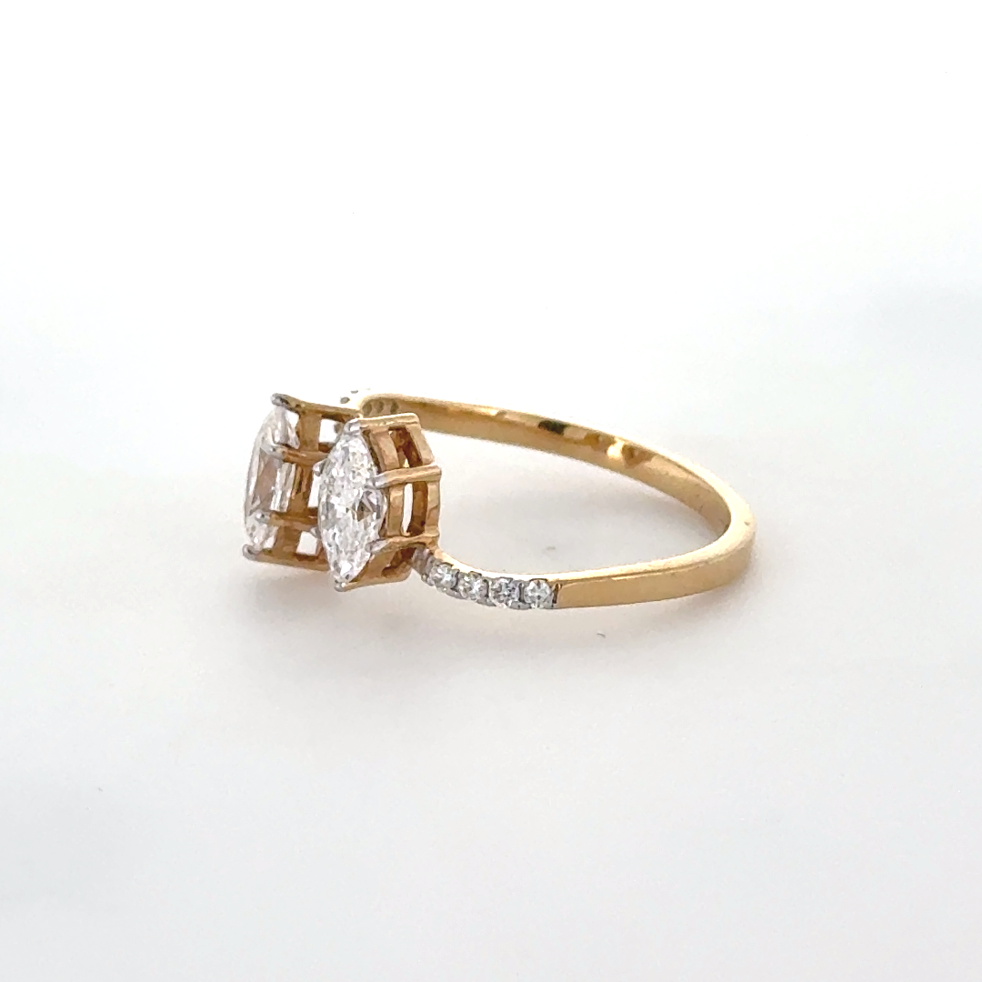 Twin Crown Pear Lab Grown Diamond Ring