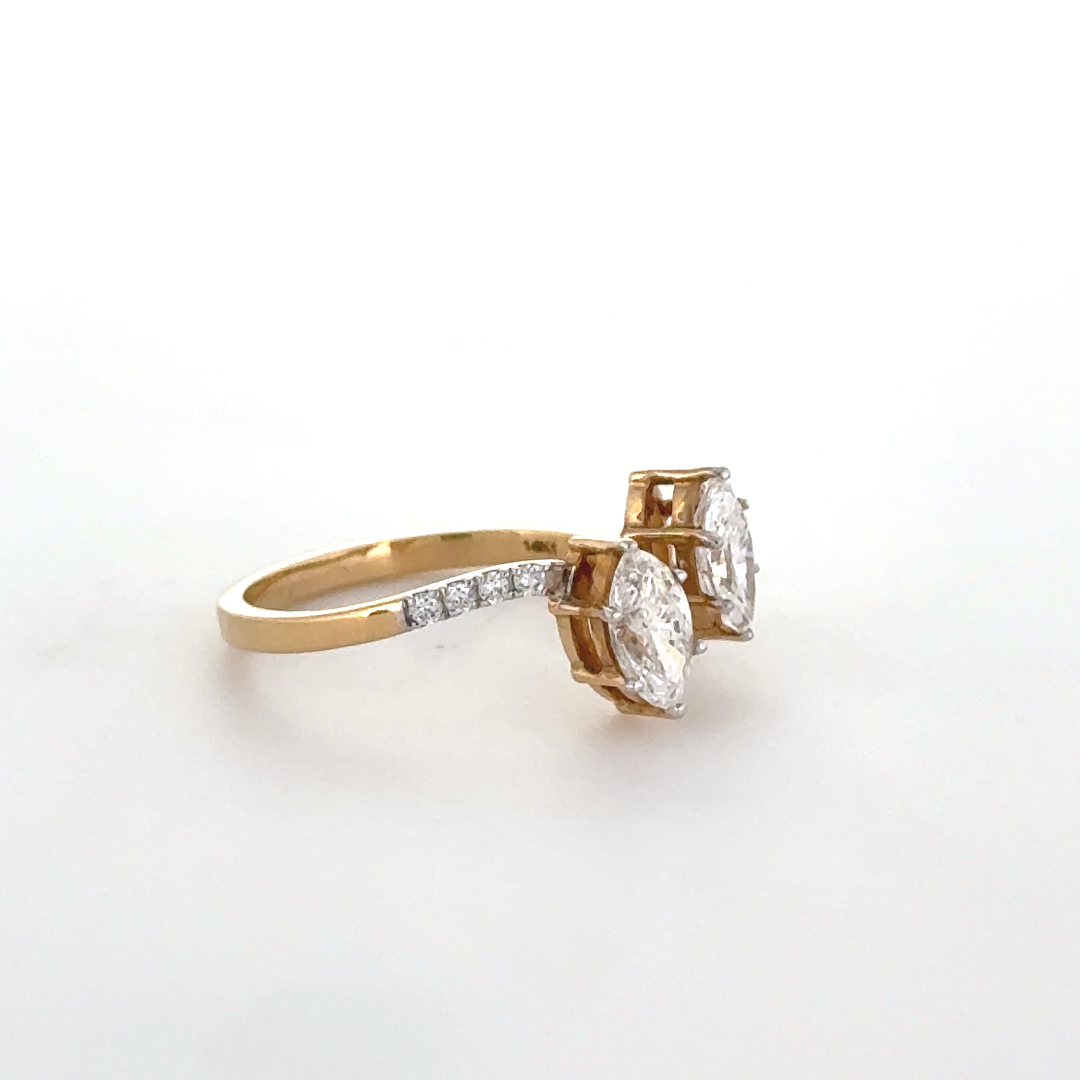 Twin Crown Pear Lab Grown Diamond Ring