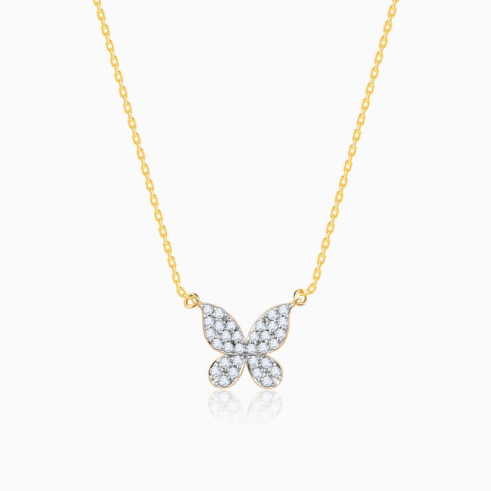 Gold Papillon Diamond chain pendant