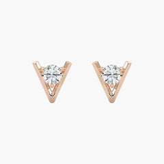 Round Diamond V Style Stud Earring