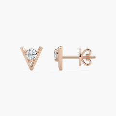 Round Diamond V Style Stud Earring