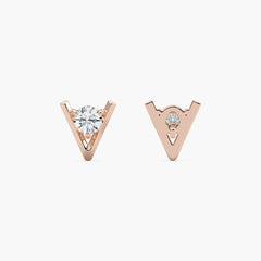 Round Diamond V Style Stud Earring