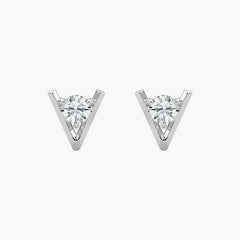 Round Diamond V Style Stud Earring
