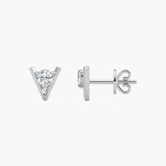 Round Diamond V Style Stud Earring