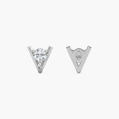 Round Diamond V Style Stud Earring