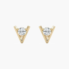 Round Diamond V Style Stud Earring