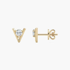 Round Diamond V Style Stud Earring