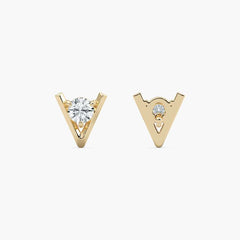 Round Diamond V Style Stud Earring