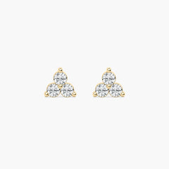 Round Diamond Triangular Stud Earrings