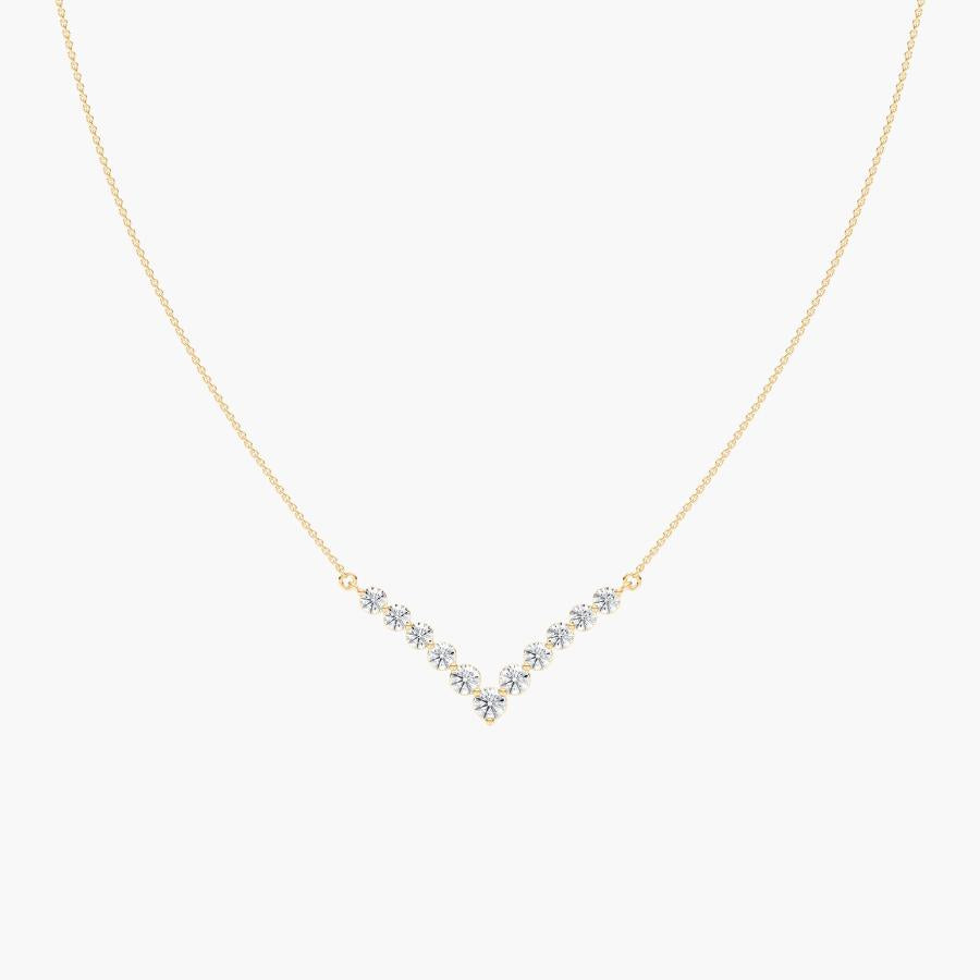 Round Diamond Deep V Inlay Chain Necklace